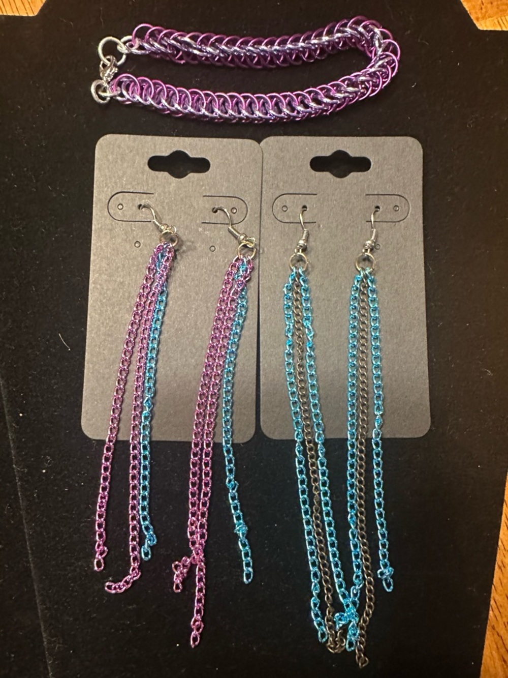 Chainmail Bracelet & Earrings Set - Shimmering iridescent